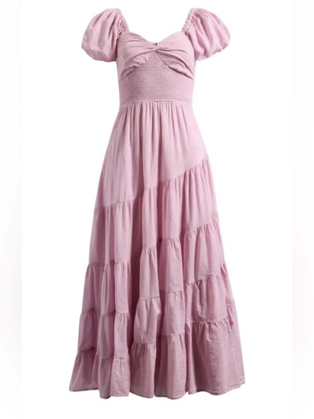 Free People Sundrenched Short Sleeve Maxi Dress in Dawn Pink XS